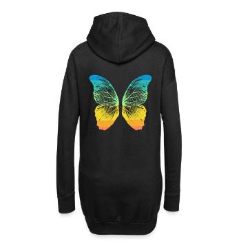2reborn wings butterfly rainbow wing butterfly - Hoodie Dress - black - Back