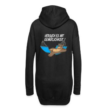 Bär,Gemütlichkeit,Relax Hängematte,Urlaub Pause - Hoodie-Kleid - Schwarz - Hinten
