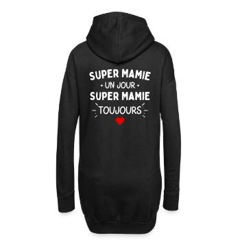 Supermamie un jour toujours cadeau mamie - Sweat-shirt à capuche long Femme - noir - Dos