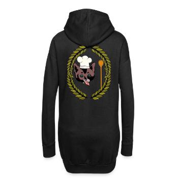 Couronne de laurier Gourmet Chef chat cuillère en bois faim - Sweat-shirt à capuche long Femme - noir - Dos