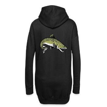 Hecht Fisch Fischer Angler Wildtier Flossen Ahoi - Hoodie-Kleid - Schwarz - Hinten
