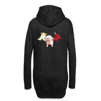 Himmlisch satanisches Schwein Engel Teufel - Hoodie-Kleid - Schwarz - Hinten