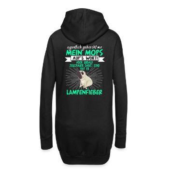 Mops Lampenfieber Pug - Hoodie-Kleid - Schwarz - Hinten