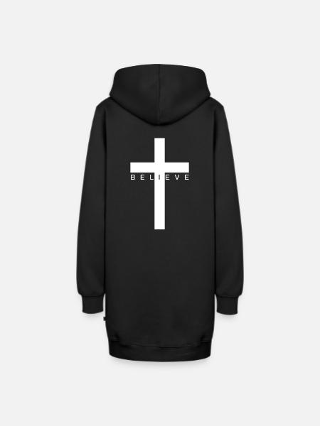 believe, glaube, kreuz, spruch Christlich - Hoodie-Kleid - Schwarz