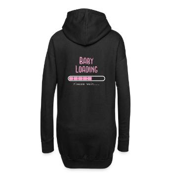Baby loading.. please wait. Schwangerschaft Geburt - Hoodie-Kleid - Schwarz - Hinten
