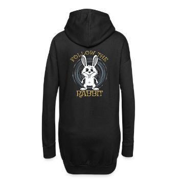 Follow the white rabbit. Weißer Hase Kaninchen - Hoodie-Kleid - Schwarz - Hinten