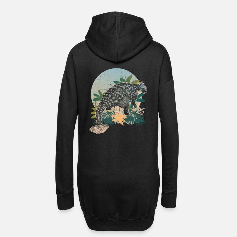 Dinosaurier der Urzeit Ankylosaurus - Hoodie-Kleid - Schwarz