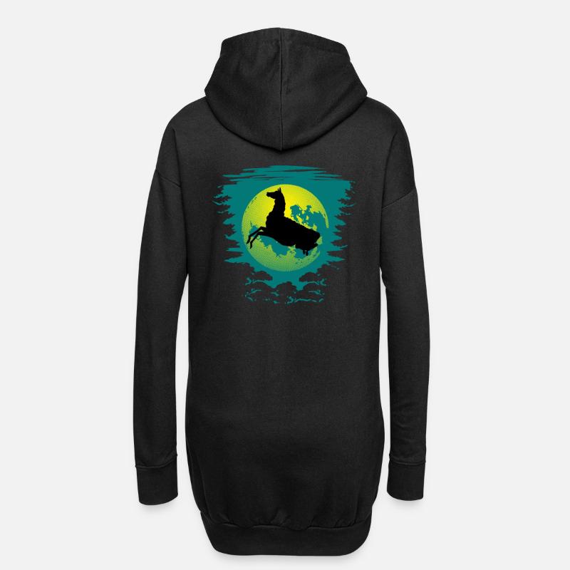 Pferd vor Mond - perfektes Pferde oder Lama Motiv - Hoodie-Kleid - Schwarz