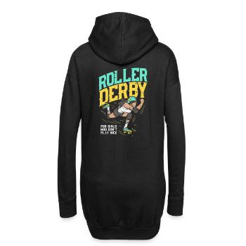 Cadeau derby roller skate sport rétro - Sweat-shirt à capuche long Femme - noir - Dos