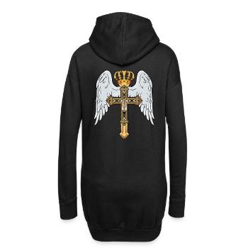 Himmlisches Kreuz mit Krone - Hoodie-Kleid - Schwarz - Hinten