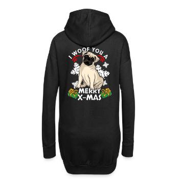 Mops Weihnachten - Hoodie-Kleid - Schwarz - Hinten
