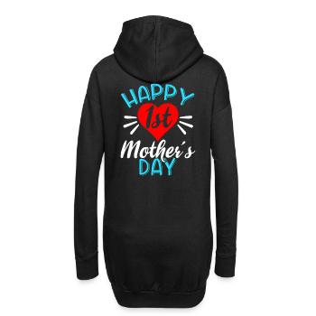 Premier cadeau fête des mères enfants famille maman - Sweat-shirt à capuche long Femme - noir - Dos