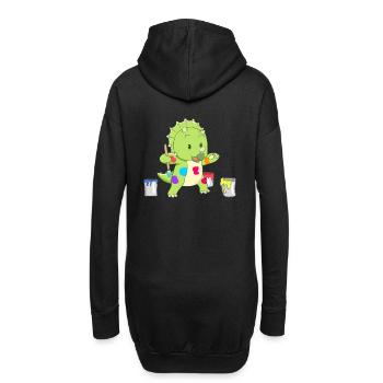 Dino petit artiste - Sweat-shirt à capuche long Femme - noir - Dos