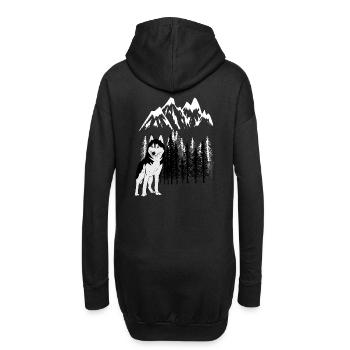 Gebirge Mountains Husky Wildnis Wild Xmas Hund - Hoodie-Kleid - Schwarz - Hinten