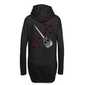 Guitare électrique avec crâne de mort et papillons - Sweat-shirt à capuche long Femme - noir - Dos