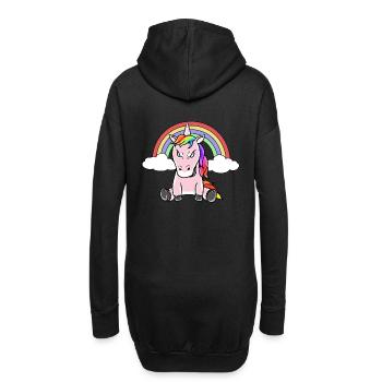 Einhorn Einhörner Fantasy Grimmig Böse Fabelwesen - Hoodie-Kleid - Schwarz - Hinten