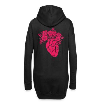 Natur - Organe - Herz mit Blumen - Hoodie-Kleid - Schwarz - Hinten