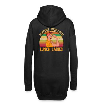 Unterstütze unsere Köchinen Shirt Pause Kantine - Hoodie-Kleid - Schwarz - Hinten