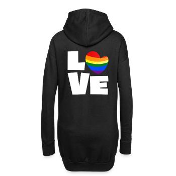 LGBT Gay Pride Herz Heart Regenbogen Liebe Love - Hoodie-Kleid - Schwarz - Hinten