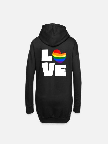 LGBT Gay Pride Herz Heart Regenbogen Liebe Love - Hoodie-Kleid - Schwarz