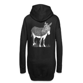Esel Donkey Illustration Reittier Tiere Geschenk - Hoodie-Kleid - Schwarz - Hinten