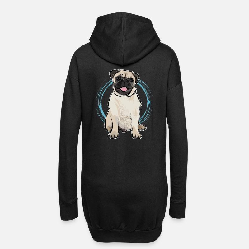 Mops - Hoodie-Kleid - Schwarz