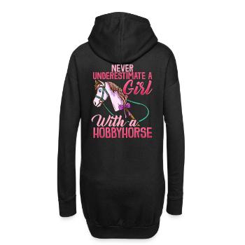 Hobbyhorse Mädchen T-Shirt Pferd reiten lustig - Hoodie-Kleid - Schwarz - Hinten