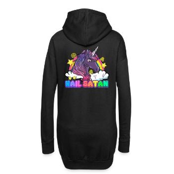 Hail Satan Einhorn Regenbogen Teufel Halloween - Hoodie-Kleid - Schwarz - Hinten