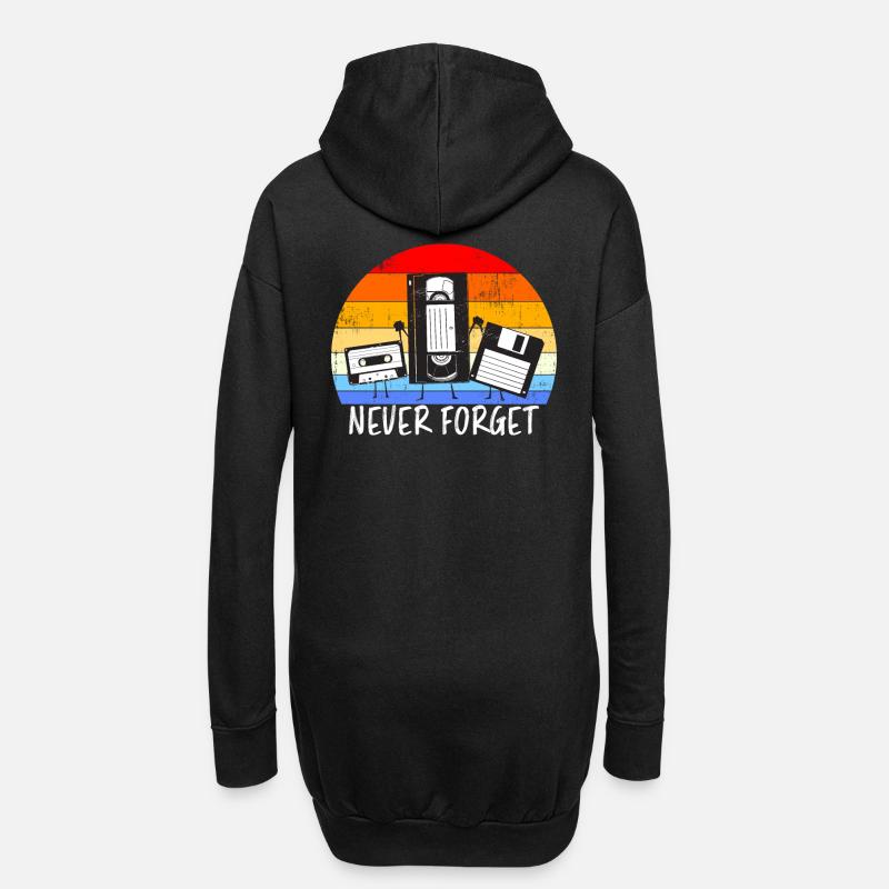 Vintage Kassette Diskette VHS Never Forget - Hoodie-Kleid - Schwarz