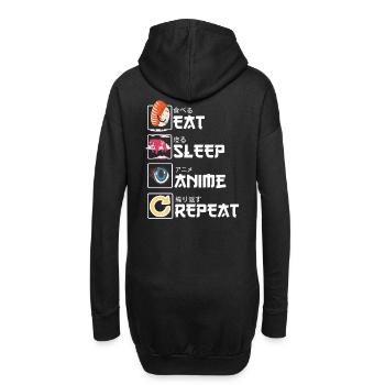 Anime Shirt - Hoodie-Kleid - Schwarz - Hinten