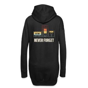 Never forget Video Floppy Disc Audio Cassette - Hoodie-Kleid - Schwarz - Hinten