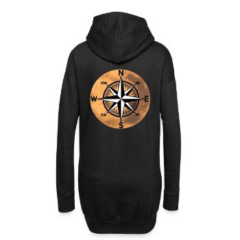 Kompass Windrose Nautik Planet Universum Reise - Hoodie-Kleid - Schwarz - Hinten