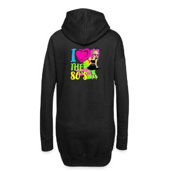 I Love The 80's Achtziger Herz Retro Vintage - Hoodie-Kleid - Schwarz - Hinten