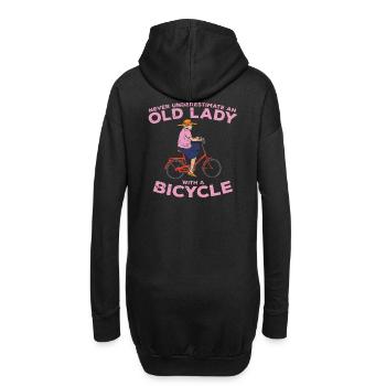 Ne sous-estimez jamais une vieille dame à vélo - Sweat-shirt à capuche long Femme - noir - Dos
