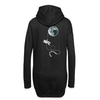 astronaute corde de lune blanc - Sweat-shirt à capuche long Femme - noir - Dos