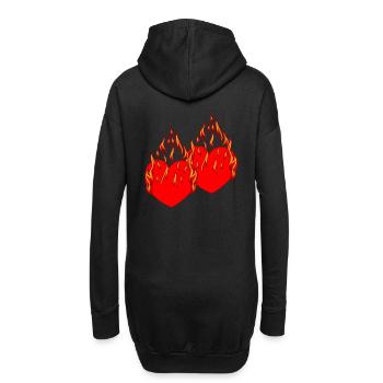 Coeur Valentin Love Flame Romantique - Sweat-shirt à capuche long Femme - noir - Dos