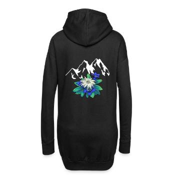 Montagnes Montagnes Tyrol Edelweiss Gentiane Nature Randonnée - Sweat-shirt à capuche long Femme - noir - Dos