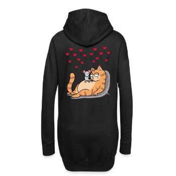 Chat Souris Ami Amour Partenariat Romance - Sweat-shirt à capuche long Femme - noir - Dos