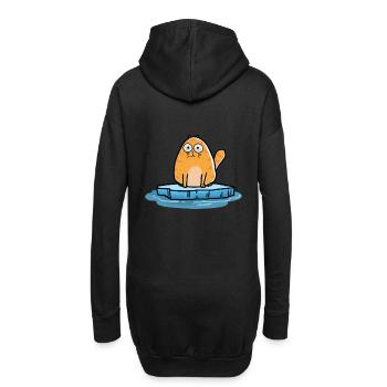 Katze Winterzeit Kalt Frost Xmas - Hoodie-Kleid - Schwarz - Hinten