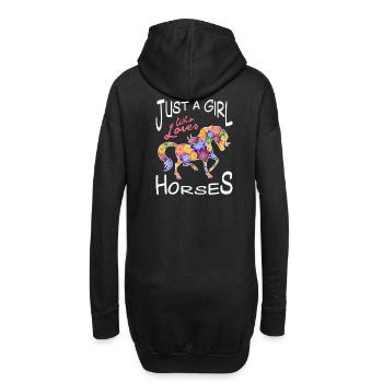 Fille cheval - Sweat-shirt à capuche long Femme - noir - Dos