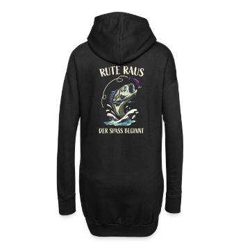 Rute Raus der Spass beginnt Angeln Fischen - Hoodie-Kleid - Schwarz - Hinten