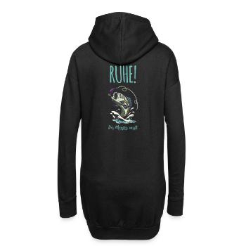 Ruhe! Der Meister wirft. Angeln Fischen Angler - Hoodie-Kleid - Schwarz - Hinten