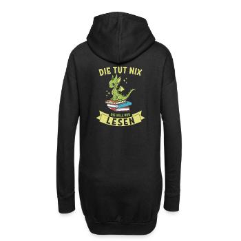 Die tut nix, die will nur lesen - Book Dragon - Hoodie-Kleid - Schwarz - Hinten