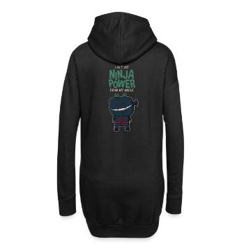 Cadeau de naissance de parrain oncle Ninja Power - Sweat-shirt à capuche long Femme - noir - Dos