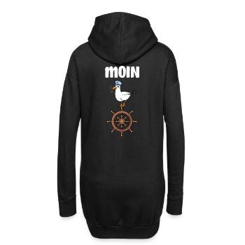 Moin Spruch - Möwe Vogel Segeln Meer Kapitän - Hoodie-Kleid - Schwarz - Hinten