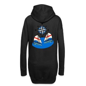 Voile nordique voilier rose des vents boussole maritime - Sweat-shirt à capuche long Femme - noir - Dos