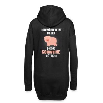 Schweine Füttern - Bauer Landwirt Schwein - Hoodie-Kleid - Schwarz - Hinten