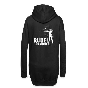 Ruhe! Der Meister zielt! Bogenschießen Bogensport - Hoodie-Kleid - Schwarz - Hinten