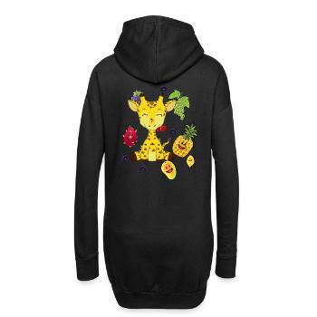 Girafe, fruits, fruits, snacking, vitamines, animaux sauvages - Sweat-shirt à capuche long Femme - noir - Dos