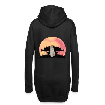 Wolf Wölfe Wildtiere Wildnis Fantasy Waldtiere - Hoodie-Kleid - Schwarz - Hinten